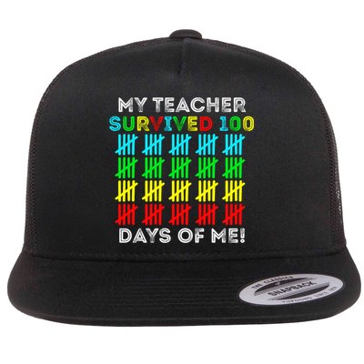 My Teacher Survived 100 Days Of Me 100 Days Of School Gift Flatbill Hat