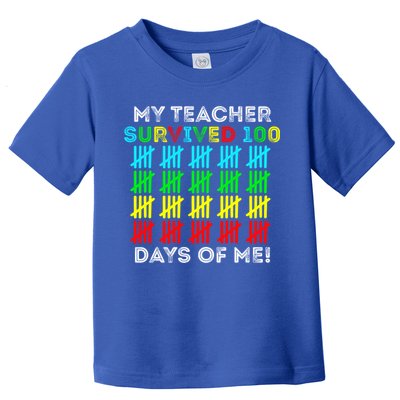 My Teacher Survived 100 Days Of Me 100 Days Of School Gift Toddler T-Shirt