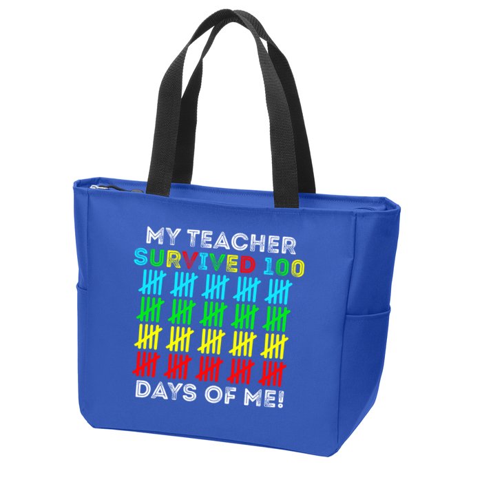 My Teacher Survived 100 Days Of Me 100 Days Of School Gift Zip Tote Bag
