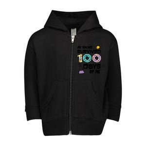 My Teacher Survived 100 Days Of Me Kindergarten Student Gift Toddler Zip Fleece Hoodie