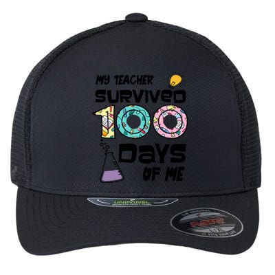 My Teacher Survived 100 Days Of Me Kindergarten Student Gift Flexfit Unipanel Trucker Cap