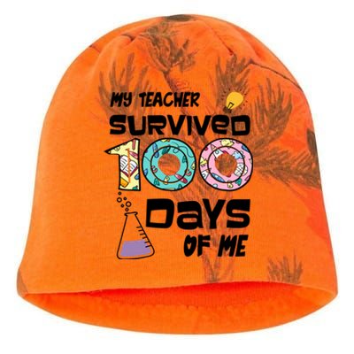 My Teacher Survived 100 Days Of Me Kindergarten Student Gift Kati - Camo Knit Beanie