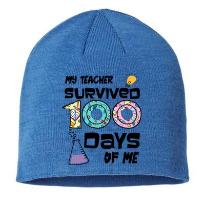 My Teacher Survived 100 Days Of Me Kindergarten Student Gift Sustainable Beanie