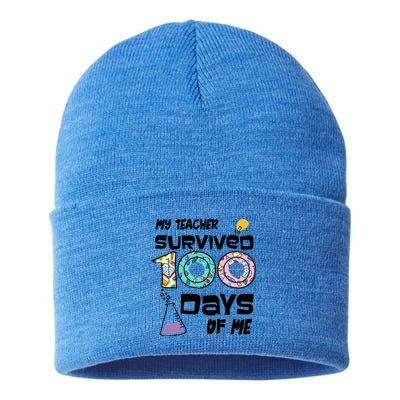 My Teacher Survived 100 Days Of Me Kindergarten Student Gift Sustainable Knit Beanie