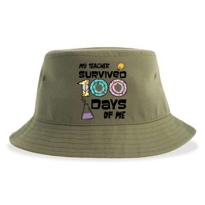 My Teacher Survived 100 Days Of Me Kindergarten Student Gift Sustainable Bucket Hat