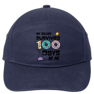 My Teacher Survived 100 Days Of Me Kindergarten Student Gift 7-Panel Snapback Hat