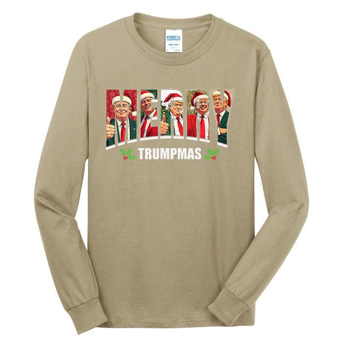 Merry Trumpmas Santa Trump Christmas Pajamas Funny Tall Long Sleeve T-Shirt