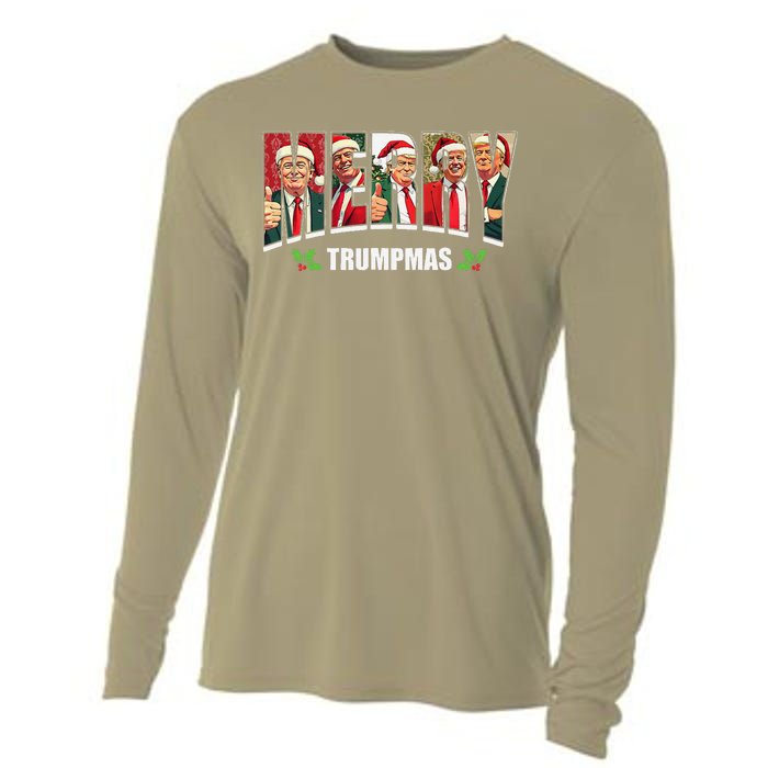 Merry Trumpmas Santa Trump Christmas Pajamas Funny Cooling Performance Long Sleeve Crew