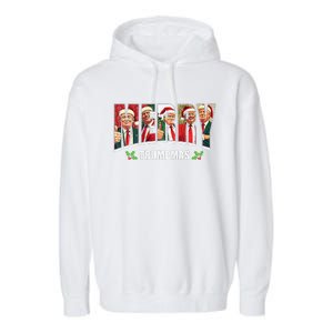 Merry Trumpmas Santa Trump Christmas Pajamas Funny Garment-Dyed Fleece Hoodie