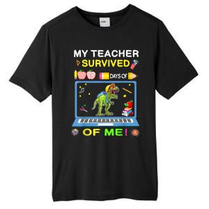 My Teacher Survived 100 Days Of Me School Dinosaur Gift Tall Fusion ChromaSoft Performance T-Shirt