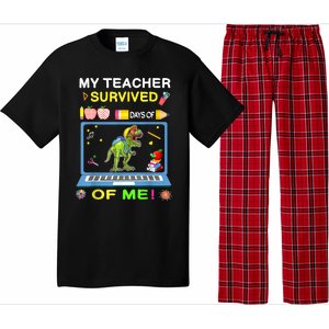 My Teacher Survived 100 Days Of Me School Dinosaur Gift Pajama Set