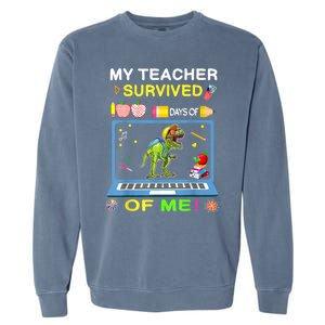 My Teacher Survived 100 Days Of Me School Dinosaur Gift Garment-Dyed Sweatshirt