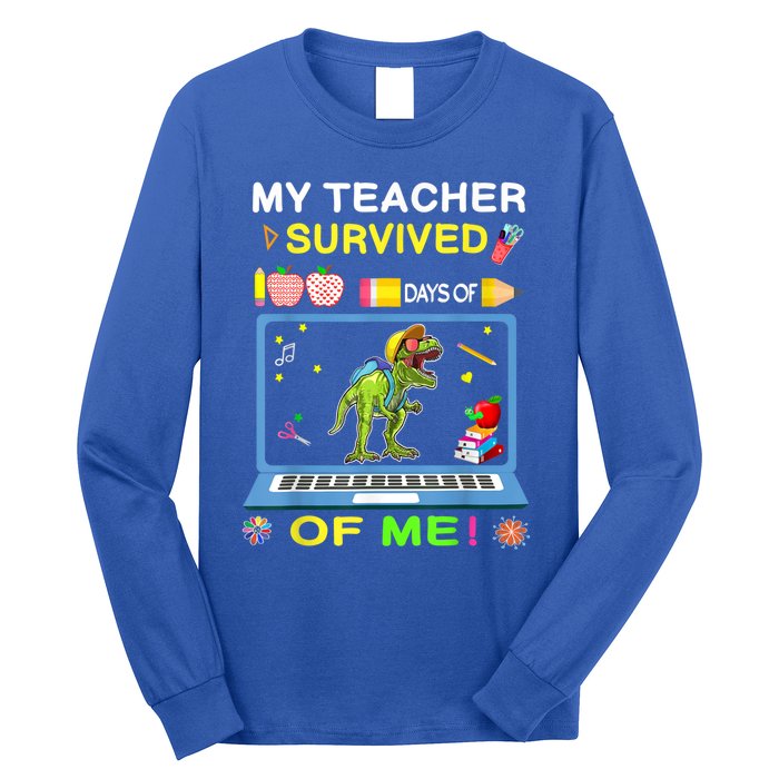 My Teacher Survived 100 Days Of Me School Dinosaur Gift Long Sleeve Shirt