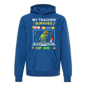 My Teacher Survived 100 Days Of Me School Dinosaur Gift Premium Hoodie