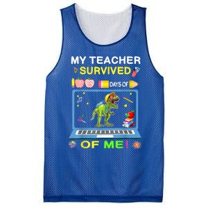 My Teacher Survived 100 Days Of Me School Dinosaur Gift Mesh Reversible Basketball Jersey Tank