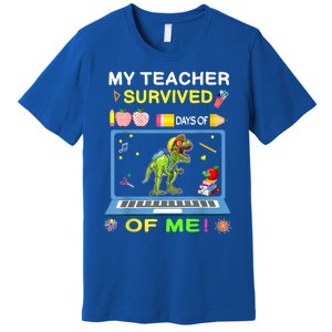 My Teacher Survived 100 Days Of Me School Dinosaur Gift Premium T-Shirt