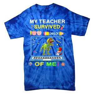 My Teacher Survived 100 Days Of Me School Dinosaur Gift Tie-Dye T-Shirt