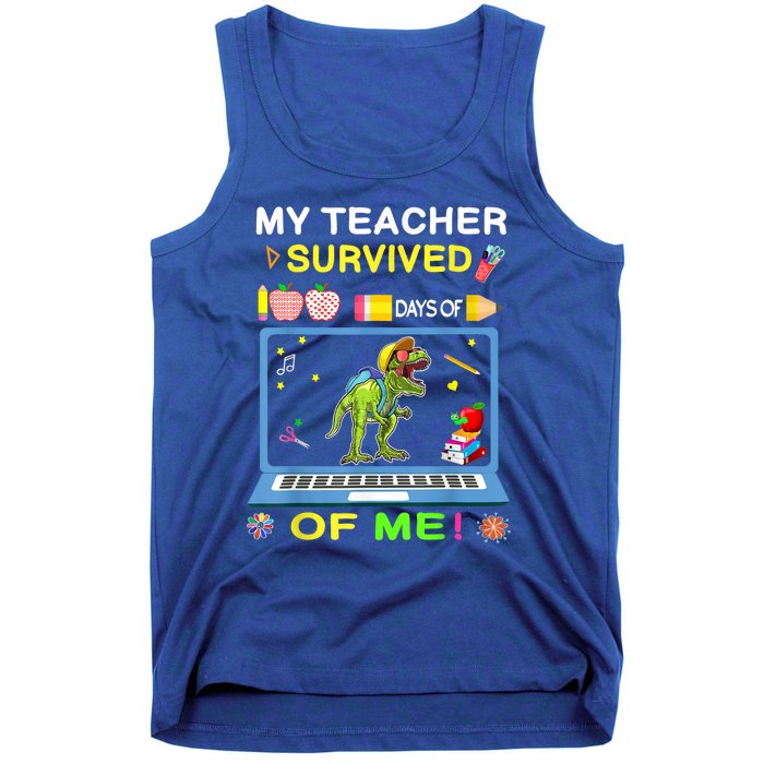 My Teacher Survived 100 Days Of Me School Dinosaur Gift Tank Top