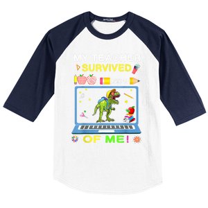 My Teacher Survived 100 Days Of Me School Dinosaur Gift Baseball Sleeve Shirt