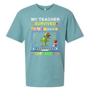 My Teacher Survived 100 Days Of Me School Dinosaur Gift Sueded Cloud Jersey T-Shirt