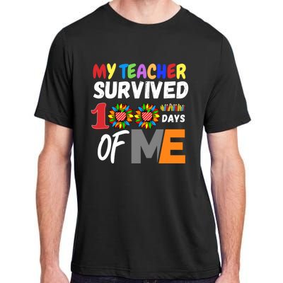 My Teacher Survived 100 Days Of Me Funny Students Gift Adult ChromaSoft Performance T-Shirt