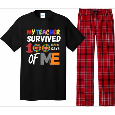 My Teacher Survived 100 Days Of Me Funny Students Gift Pajama Set