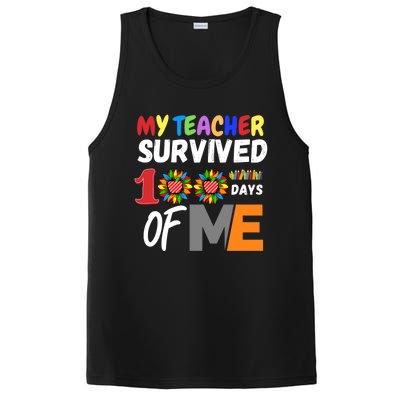 My Teacher Survived 100 Days Of Me Funny Students Gift PosiCharge Competitor Tank