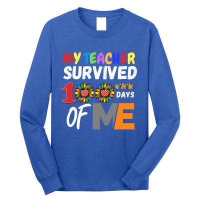 My Teacher Survived 100 Days Of Me Funny Students Gift Long Sleeve Shirt