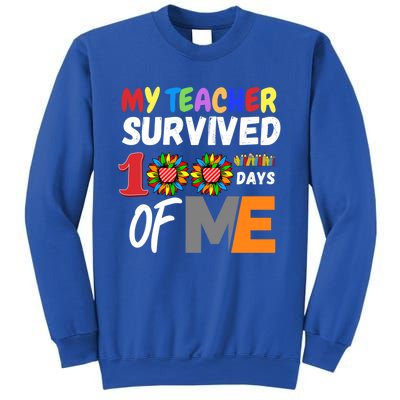 My Teacher Survived 100 Days Of Me Funny Students Gift Sweatshirt