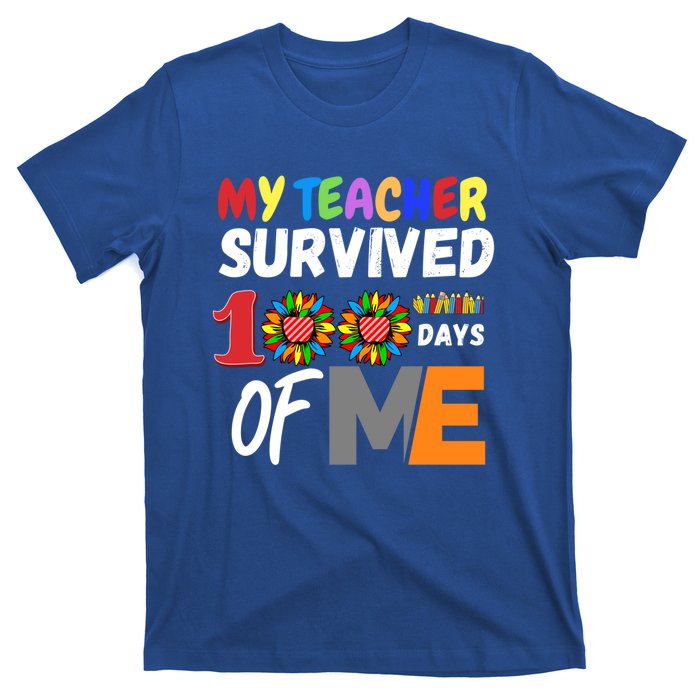 My Teacher Survived 100 Days Of Me Funny Students Gift T-Shirt