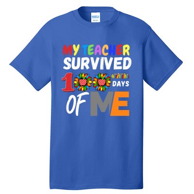 My Teacher Survived 100 Days Of Me Funny Students Gift Tall T-Shirt