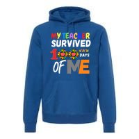 My Teacher Survived 100 Days Of Me Funny Students Gift Premium Hoodie