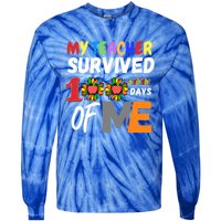 My Teacher Survived 100 Days Of Me Funny Students Gift Tie-Dye Long Sleeve Shirt