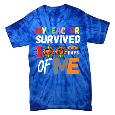 My Teacher Survived 100 Days Of Me Funny Students Gift Tie-Dye T-Shirt