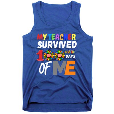 My Teacher Survived 100 Days Of Me Funny Students Gift Tank Top