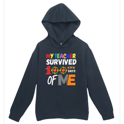 My Teacher Survived 100 Days Of Me Funny Students Gift Urban Pullover Hoodie