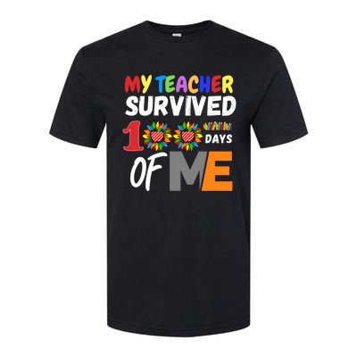 My Teacher Survived 100 Days Of Me Funny Students Gift Softstyle CVC T-Shirt