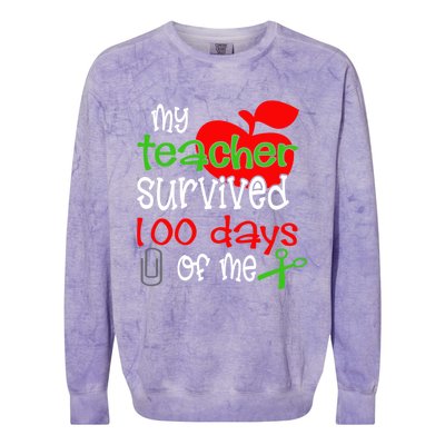 My Teacher Survived 100 Days Of Me Gift Colorblast Crewneck Sweatshirt