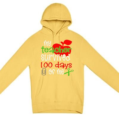 My Teacher Survived 100 Days Of Me Gift Premium Pullover Hoodie