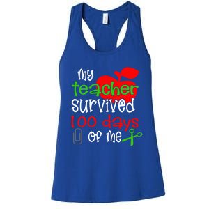 My Teacher Survived 100 Days Of Me Gift Women's Racerback Tank