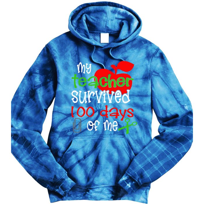 My Teacher Survived 100 Days Of Me Gift Tie Dye Hoodie