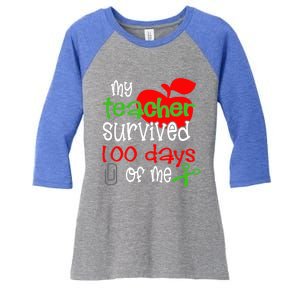 My Teacher Survived 100 Days Of Me Gift Women's Tri-Blend 3/4-Sleeve Raglan Shirt