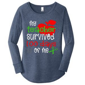 My Teacher Survived 100 Days Of Me Gift Women's Perfect Tri Tunic Long Sleeve Shirt