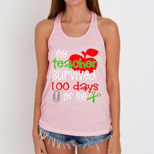 My Teacher Survived 100 Days Of Me Gift Women's Knotted Racerback Tank