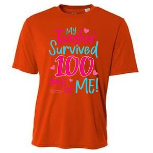 My Teacher Survived 100 Days Of Me Gift Cooling Performance Crew T-Shirt