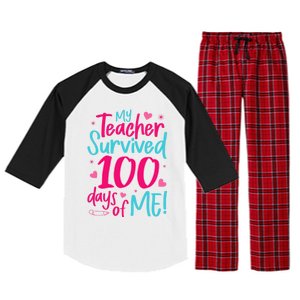 My Teacher Survived 100 Days Of Me Gift Raglan Sleeve Pajama Set