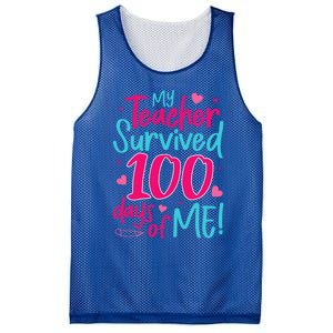 My Teacher Survived 100 Days Of Me Gift Mesh Reversible Basketball Jersey Tank