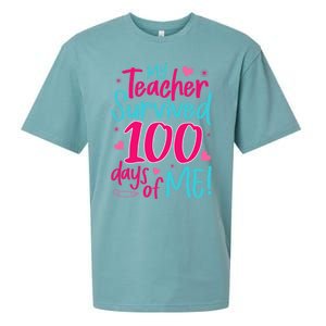 My Teacher Survived 100 Days Of Me Gift Sueded Cloud Jersey T-Shirt