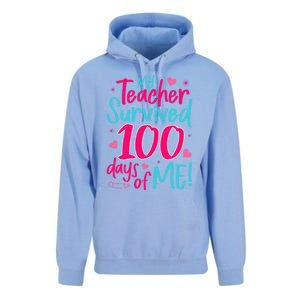 My Teacher Survived 100 Days Of Me Gift Unisex Surf Hoodie