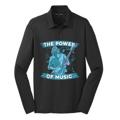 Music Teacher School Professor Musical Gift The Power Of Music Great Gift Silk Touch Performance Long Sleeve Polo